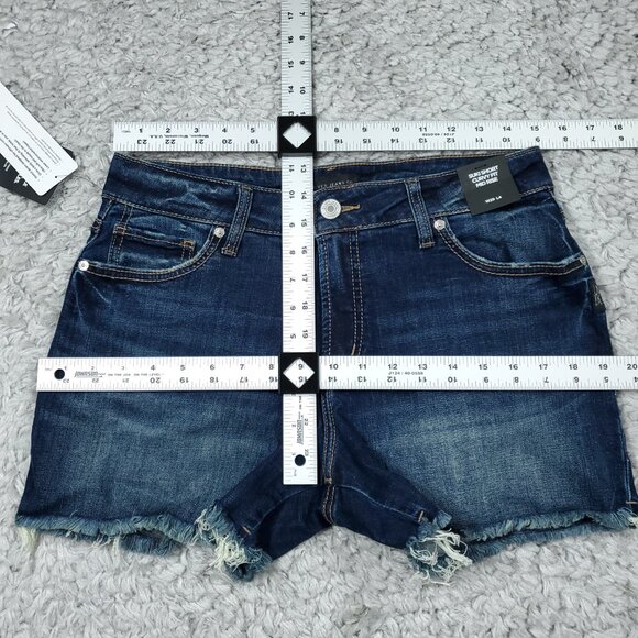 Silver Jeans Suki Curvy Fit Mid Rise Jean Shorts Size 29 x 4 Dark Wash Blue - Picture 8 of 8